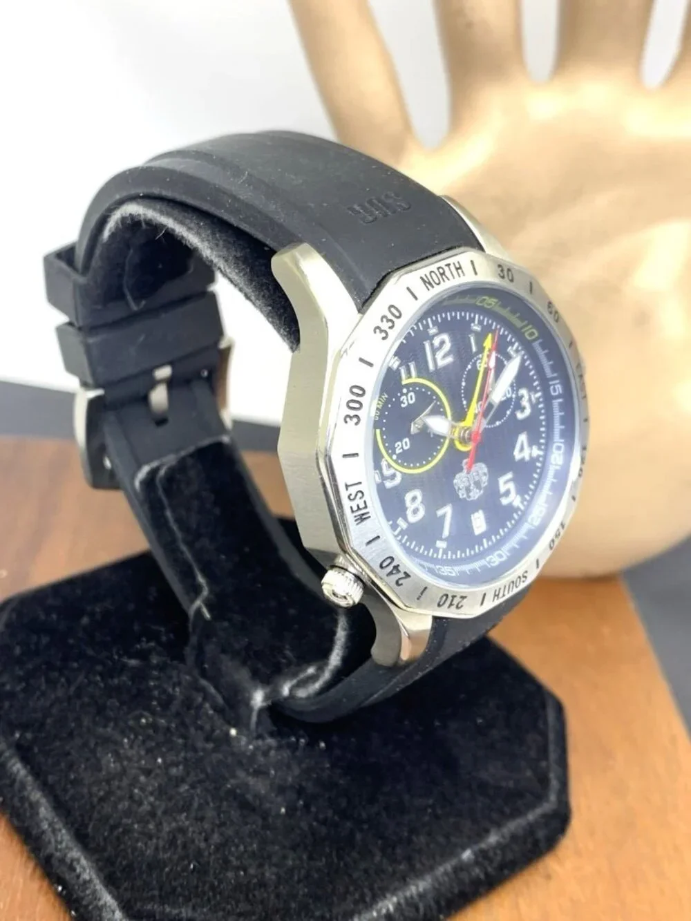 SUG 1883 Men's Watch Quartz Chronograph Blue Dial Date Black Rubber Band 40mm